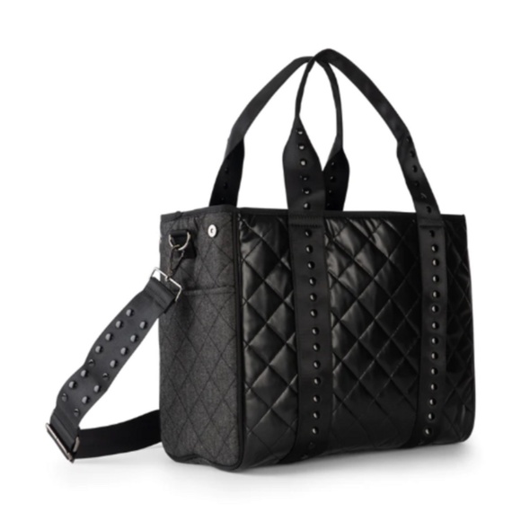 Large Tote Bag - Zipper Top - Dark Denim Side Pockets - Crossbody Strap TRAVEL - Picture 1 of 6